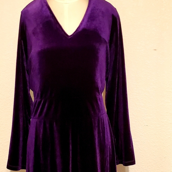 Signature Collection | Velvet Fit & Flare Dress | 2X - Picture 2 of 5